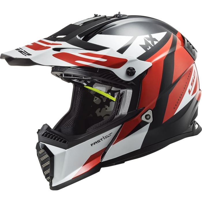 Мотошолом LS2 MX437 Fast Evo Strike Black White Red