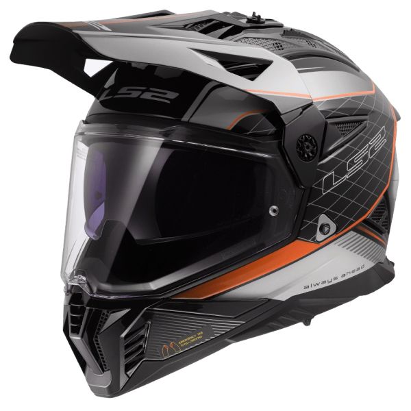 Мотошолом LS2 MX702 Pioneer 2 100TH Meridian Matt Black Light Gray Orange