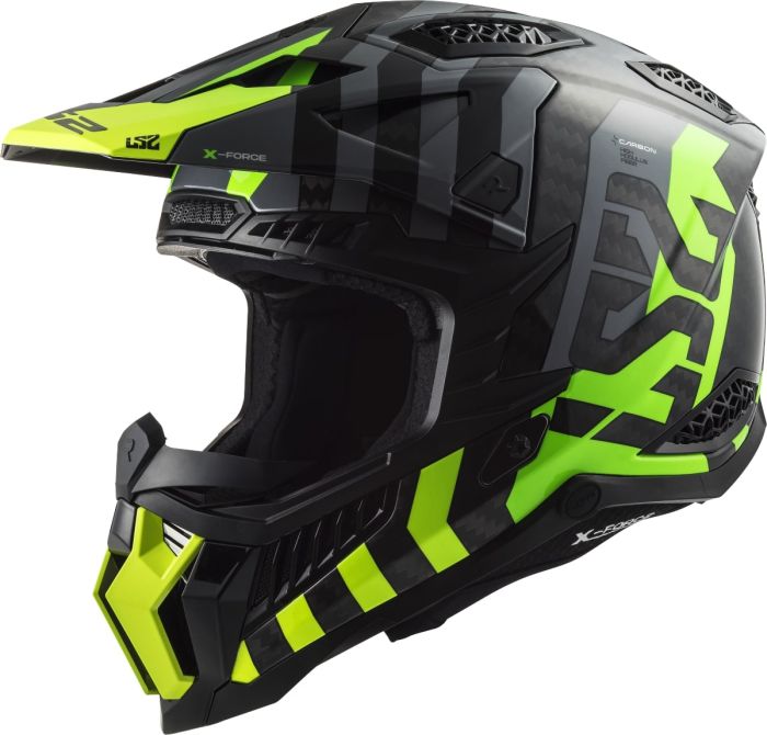 Мотошолом LS2 MX703 C X-Force Barrier Hi-Viz Yellow Green