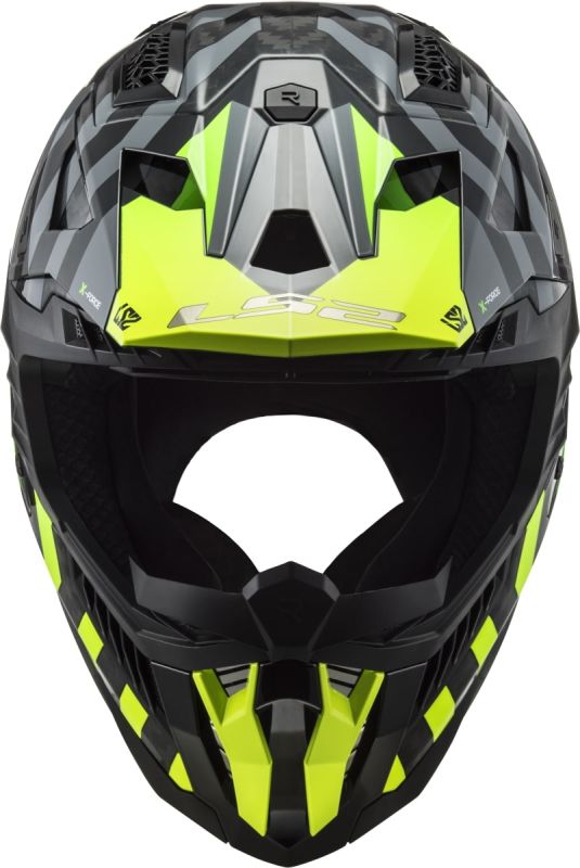 Мотошолом LS2 MX703 C X-Force Barrier Hi-Viz Yellow Green