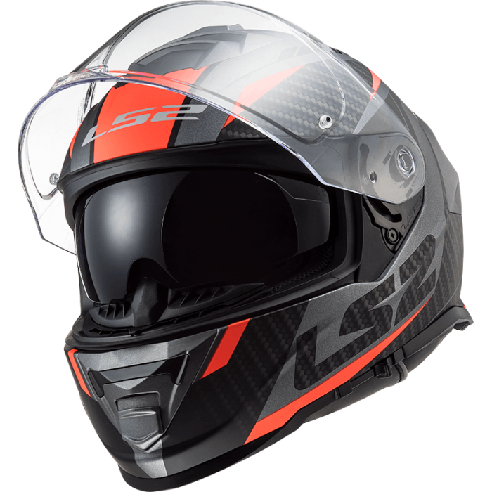 Мотошолом LS2 FF800 Storm Racer Matt Titanium Fluo Orange