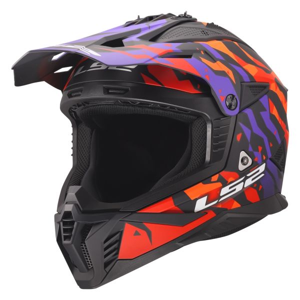 Мотошолом LS2 MX708 Fast 2 Grotesk Purple Orange
