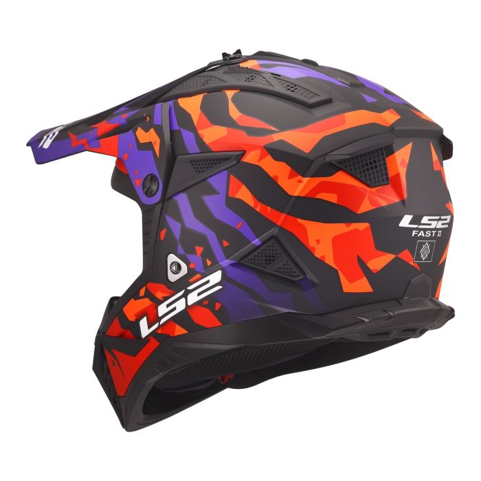 Мотошолом LS2 MX708 Fast 2 Grotesk Purple Orange