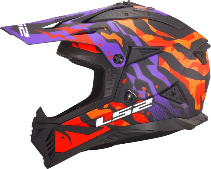 Мотошолом LS2 MX708 Fast 2 Grotesk Purple Orange