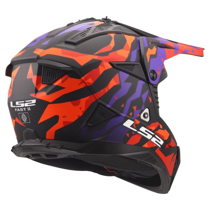 Мотошолом LS2 MX708 Fast 2 Grotesk Purple Orange