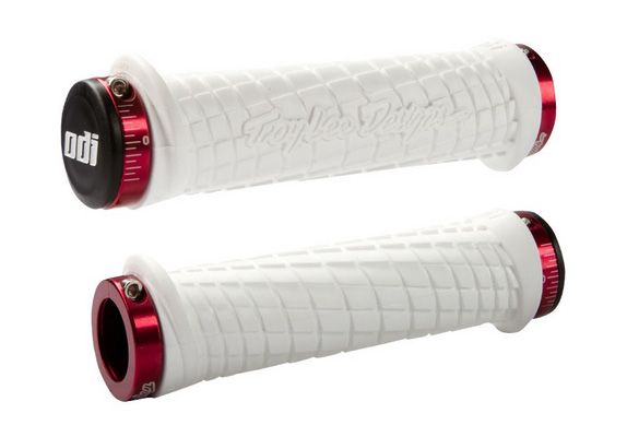 Гріпси ODI Troy Lee Designs Signature  MTB Lock-On Bonus Pack White w/Red Clamps
