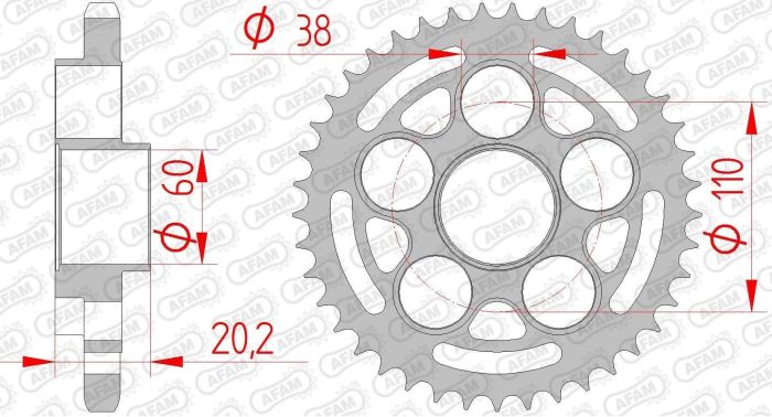 Зірка Afam Steel Sprocket 525 - Ducati Silver