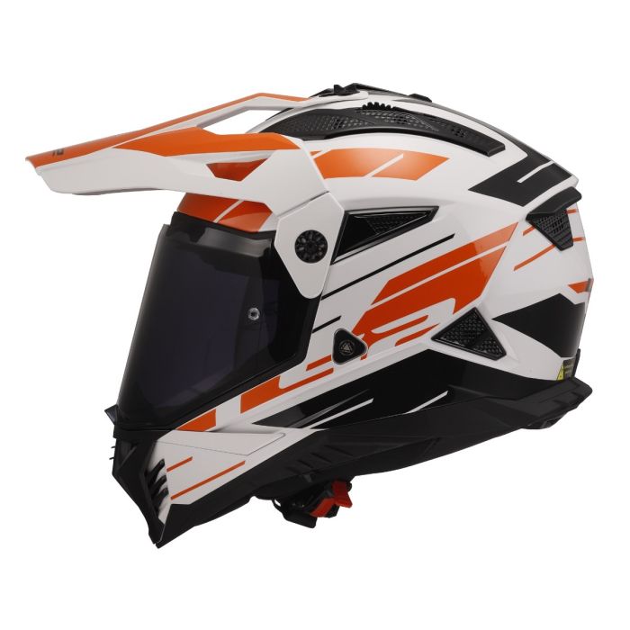 Мотошолом LS2 MX702 Pioneer 2 Namib White Orange