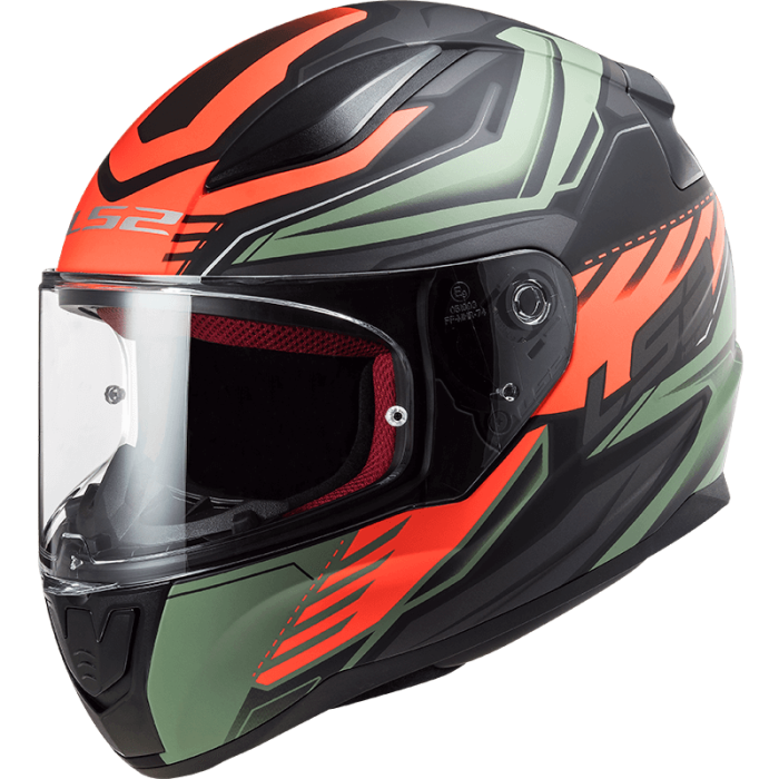 Мотошолом LS2 FF353 Rapid Gale Matt Black Red Matt Green
