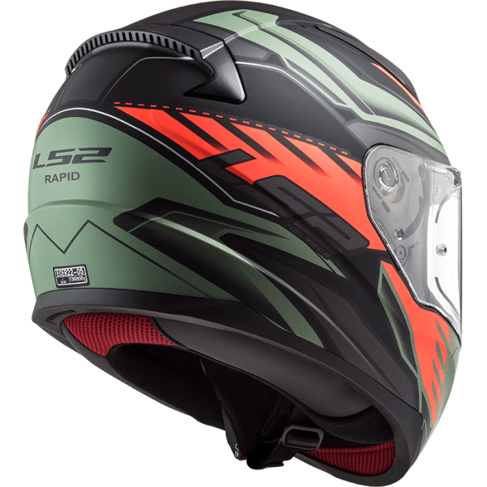 Мотошолом LS2 FF353 Rapid Gale Matt Black Red Matt Green