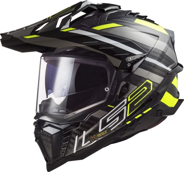 Мотошолом LS2 MX701 Explorer C Edge Gloss Black Hi-Vis Yellow