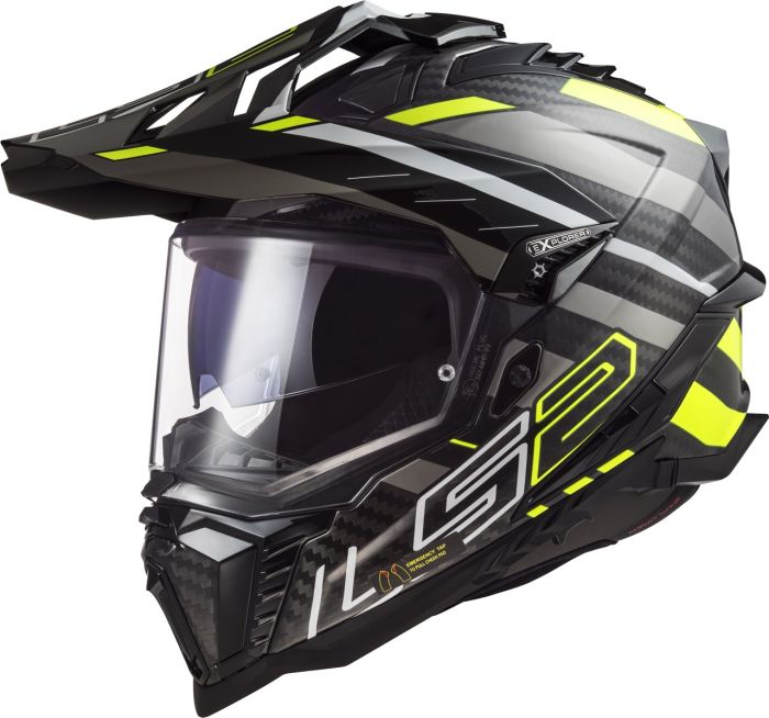 Мотошолом LS2 MX701 Explorer C Edge Gloss Black Hi-Vis Yellow
