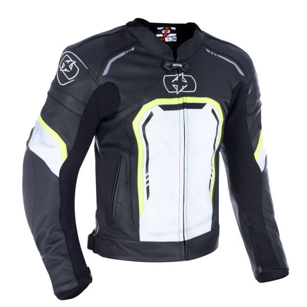Куртка Oxford Strada MS Leather Sports Jacket Black/ White/ Fluo