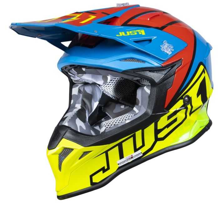 Мотошолом Just1 J39 Thruster Fluo Yellow Red Blue