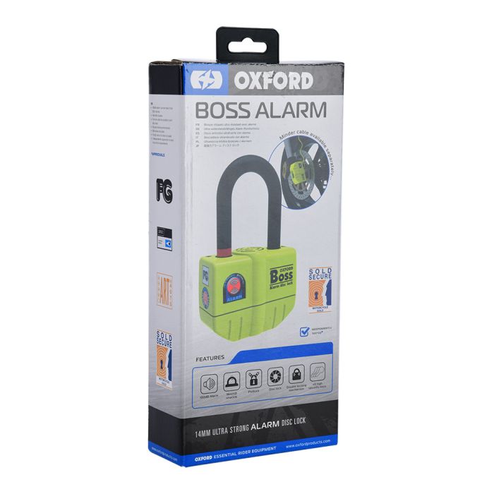 Замок Oxford Boss Alarm 14mm Disc Lock Yellow