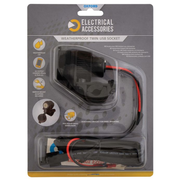 Зарядка Oxford Weatherproof Dual Port USB charger (5V 2Amp)