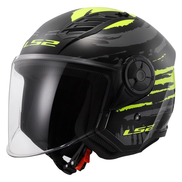 Мотошолом LS2 OF616 Airflow 2 Brush Black Hi-Vis Yellow