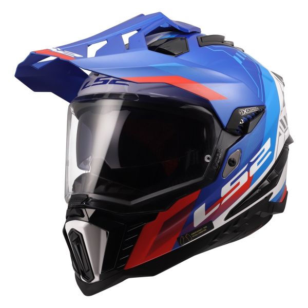 Мотошолом LS2 MX701 Explorer Hexa White Blue Red