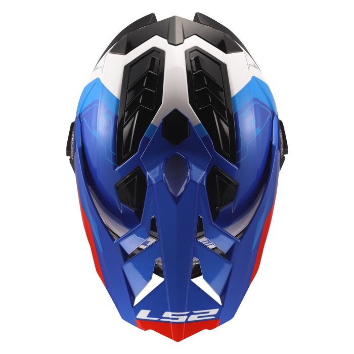 Мотошолом LS2 MX701 Explorer Hexa White Blue Red