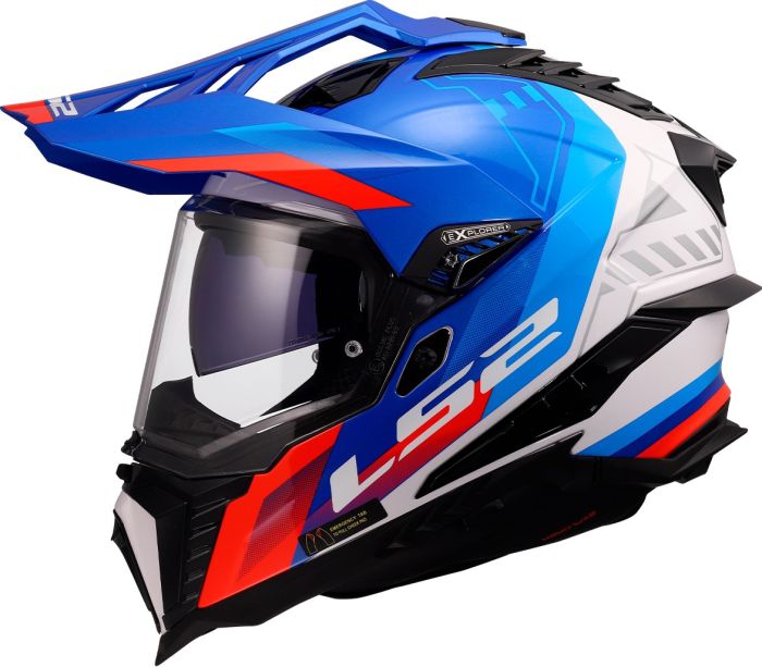 Мотошолом LS2 MX701 Explorer Hexa White Blue Red
