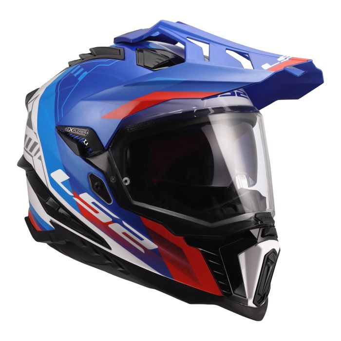 Мотошолом LS2 MX701 Explorer Hexa White Blue Red