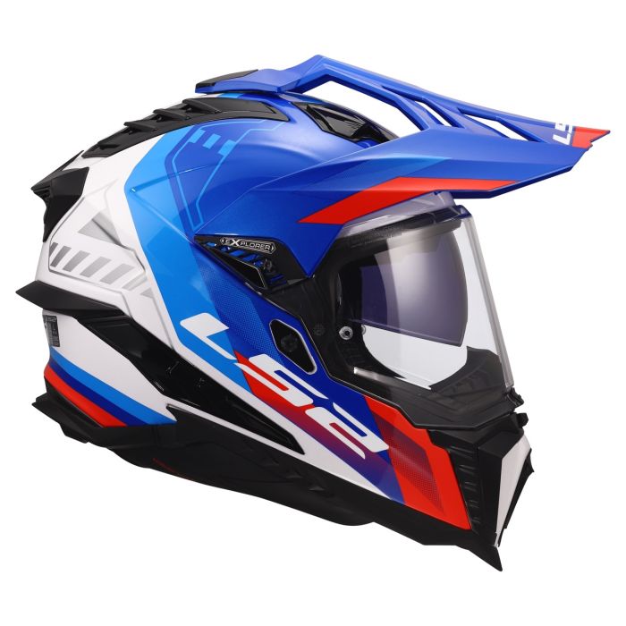 Мотошолом LS2 MX701 Explorer Hexa White Blue Red