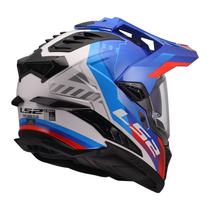 Мотошолом LS2 MX701 Explorer Hexa White Blue Red