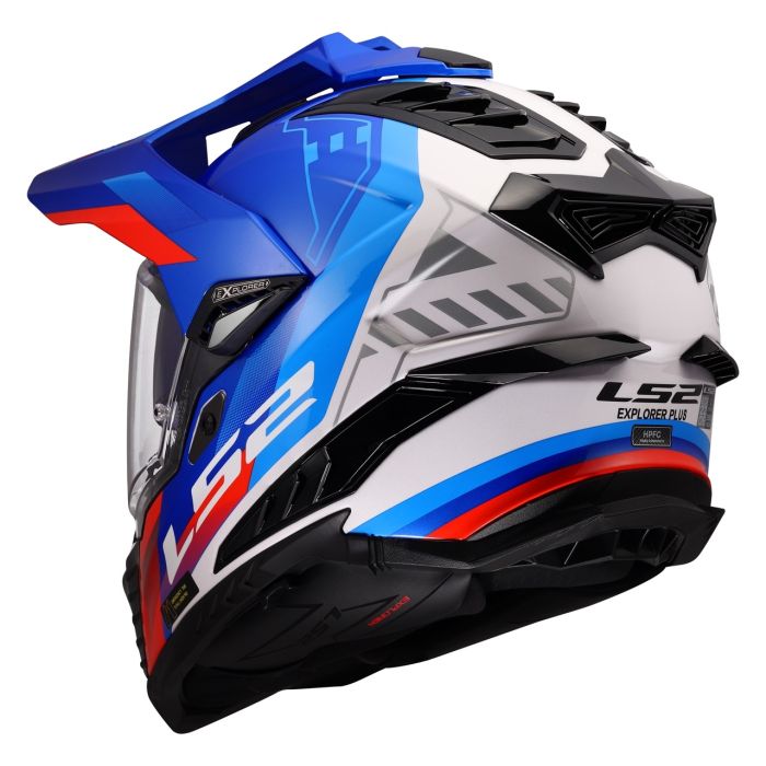 Мотошолом LS2 MX701 Explorer Hexa White Blue Red
