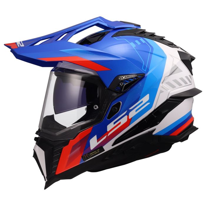 Мотошолом LS2 MX701 Explorer Hexa White Blue Red
