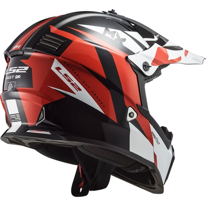 Шолом LS2 MX437J Fast Evo Mini Strike Black White Red