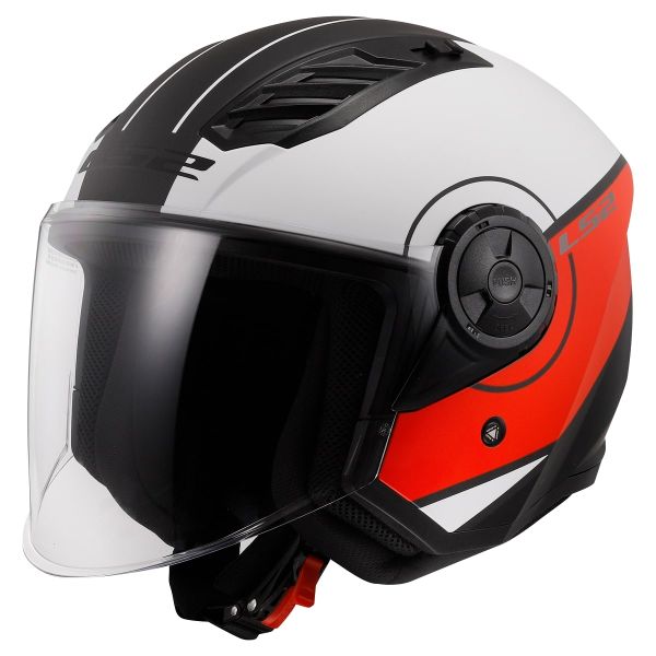 Мотошолом LS2 OF616 Airflow 2 Cover Matt White Red