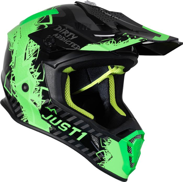 Мотошолом Just1 J38 Mask Fluo Green Titanium Black