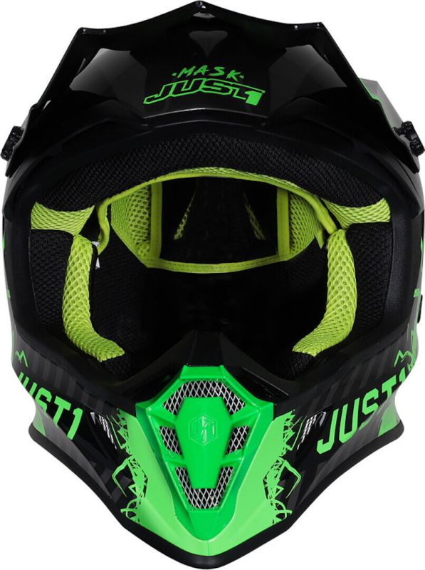 Мотошолом Just1 J38 Mask Fluo Green Titanium Black