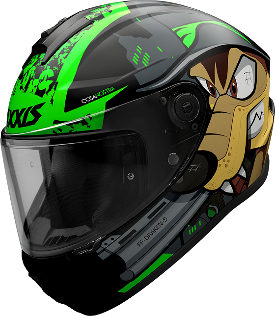 Мотошолом AXXIS DRAKEN S Cosa Nostra B6 Gloss Green