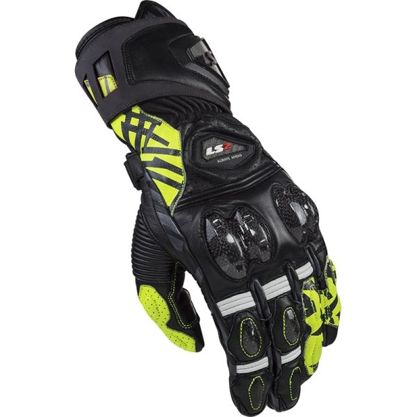 Моторукавички LS2 Feng Racing Gloves Black Hi-Vis Yellow