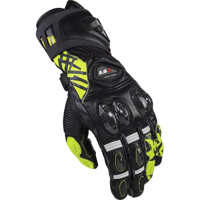 Моторукавички LS2 Feng Racing Gloves Black Hi-Vis Yellow