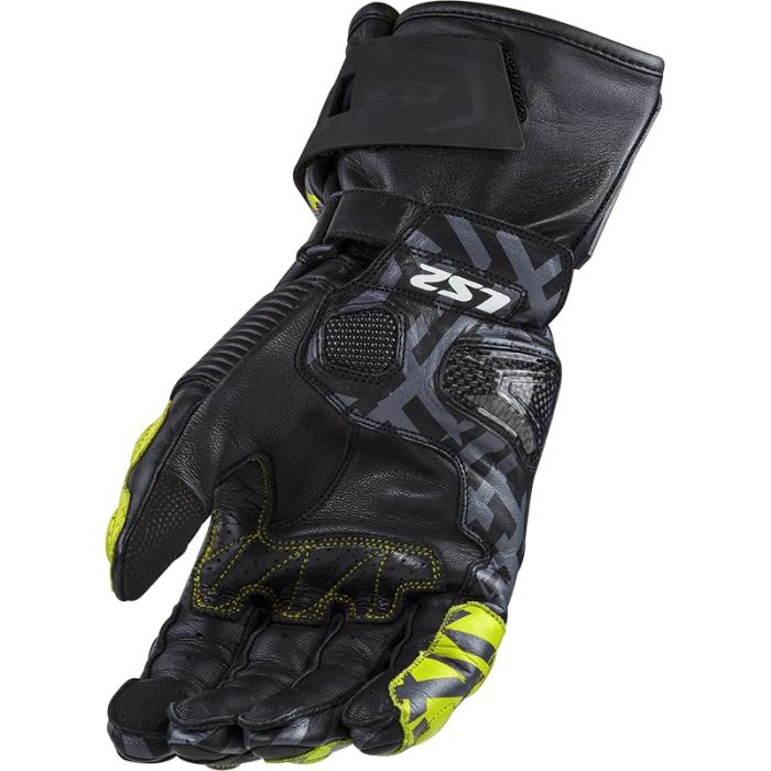 Моторукавички LS2 Feng Racing Gloves Black Hi-Vis Yellow
