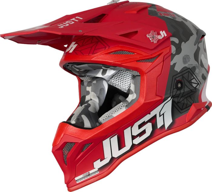 Мотошолом Just1 J39 Kinetic Camo Black Grey Red - Matt