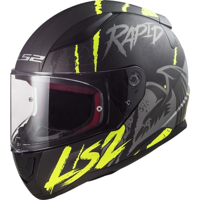 Мотошолом LS2 FF353 Rapid Raven Matt Black Silver Hi-Vis Yellow