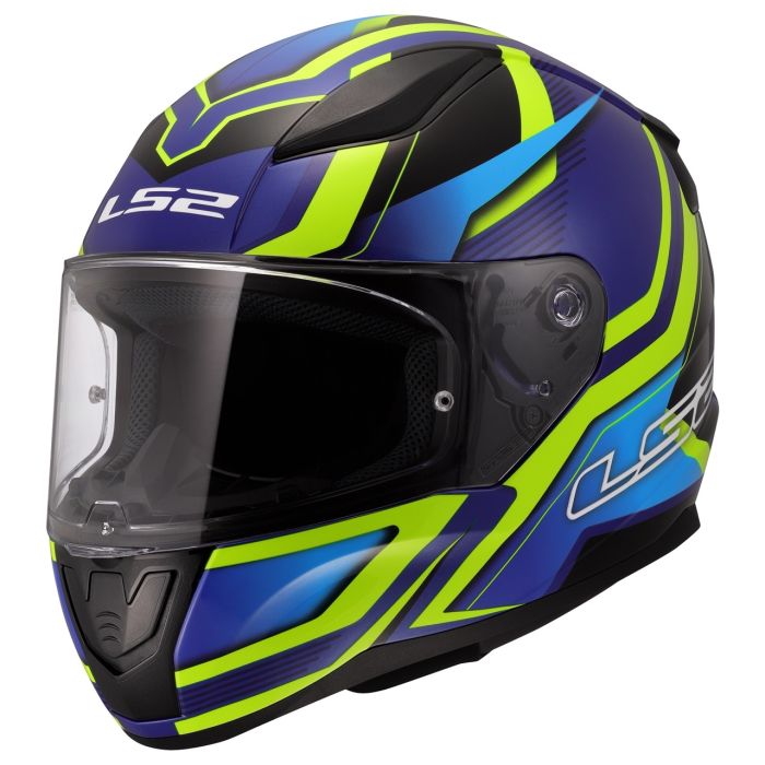 Мотошолом LS2 FF353 Rapid 2 Flitz Hi-Viz Yellow Blue