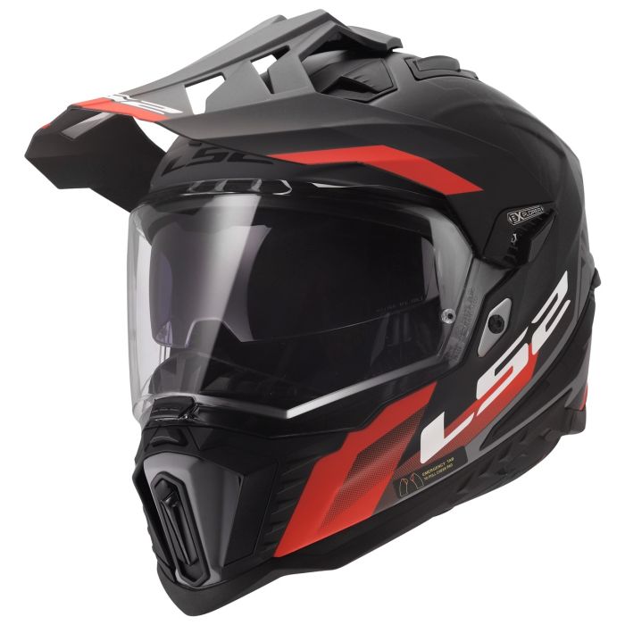 Мотошолом LS2 MX701 Explorer Hexa Black Red Grey