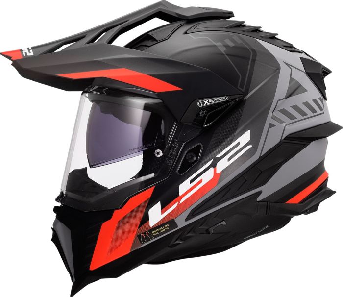 Мотошолом LS2 MX701 Explorer Hexa Black Red Grey