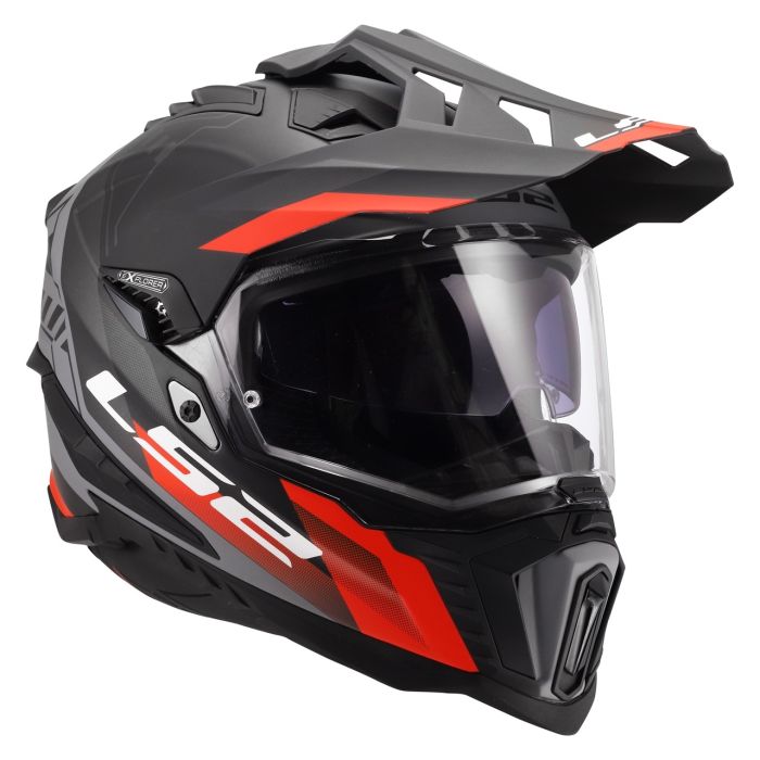 Мотошолом LS2 MX701 Explorer Hexa Black Red Grey