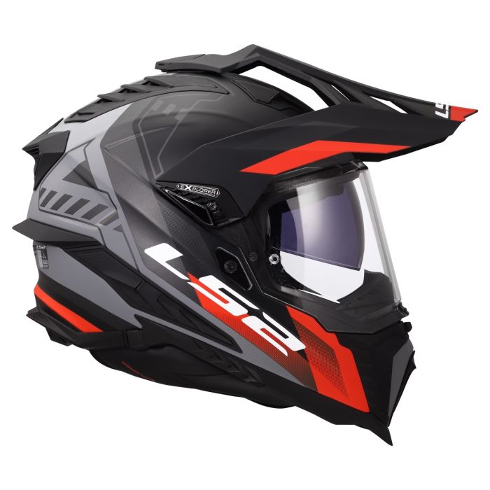 Мотошолом LS2 MX701 Explorer Hexa Black Red Grey