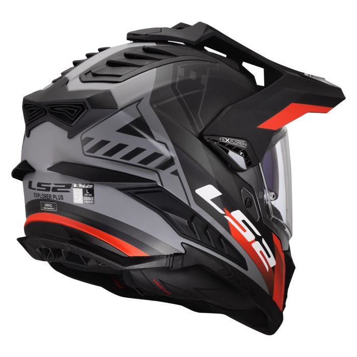Мотошолом LS2 MX701 Explorer Hexa Black Red Grey
