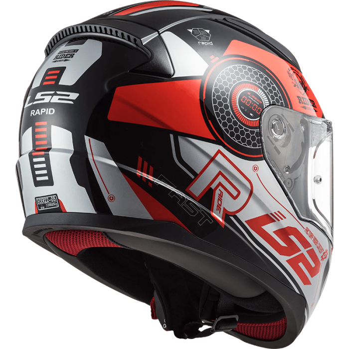Мотошолом LS2 FF353 Rapid Stratus Gloss Black Red Silver