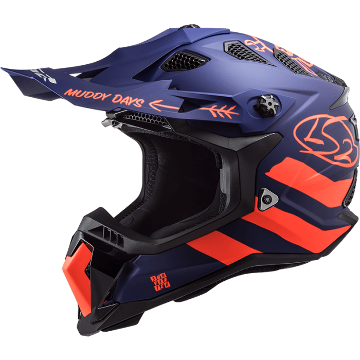 Мотошолом LS2 MX700 Subverter Evo Cargo Matt Blue Fluo Orange