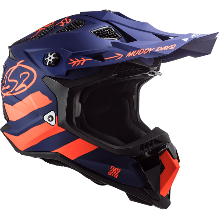 Мотошолом LS2 MX700 Subverter Evo Cargo Matt Blue Fluo Orange