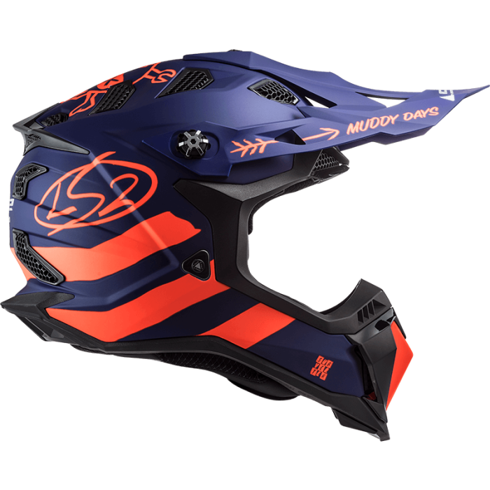 Мотошолом LS2 MX700 Subverter Evo Cargo Matt Blue Fluo Orange