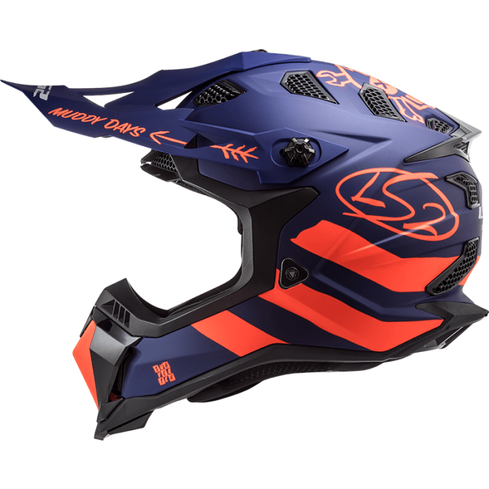 Мотошолом LS2 MX700 Subverter Evo Cargo Matt Blue Fluo Orange